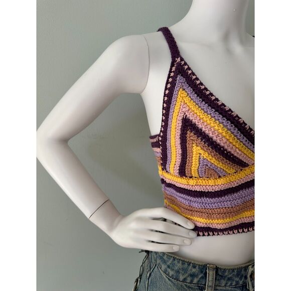BDG Urban Outfitters Multi Colored Gigi Crochet Knit Crop Top size M - Picture 4 of 7